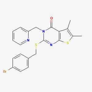 molecular formula C21H18BrN3OS2 B4626515 2-[(4-溴苯甲基)硫代]-5,6-二甲基-3-(2-吡啶甲基)噻吩并[2,3-d]嘧啶-4(3H)-酮 