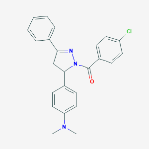 molecular formula C24H22ClN3O B462658 4-[1-(4-chlorobenzoyl)-3-phenyl-4,5-dihydro-1H-pyrazol-5-yl]-N,N-dimethylaniline CAS No. 312620-60-3