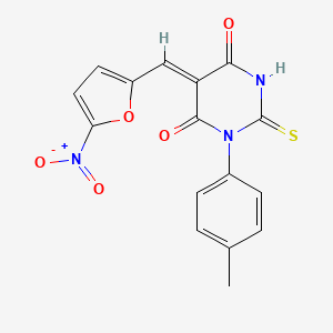 molecular formula C16H11N3O5S B4626597 1-(4-甲苯基)-5-[(5-硝基-2-呋喃基)亚甲基]-2-硫代二氢-4,6(1H,5H)-嘧啶二酮 