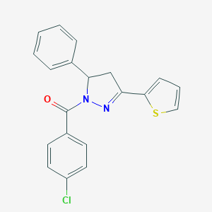 molecular formula C20H15ClN2OS B462661 1-(4-chlorobenzoyl)-5-phenyl-3-thien-2-yl-4,5-dihydro-1H-pyrazole CAS No. 445458-65-1