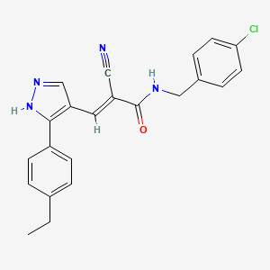 molecular formula C22H19ClN4O B4626614 N-(4-chlorobenzyl)-2-cyano-3-[3-(4-ethylphenyl)-1H-pyrazol-4-yl]acrylamide 