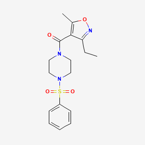 molecular formula C17H21N3O4S B4626653 1-[(3-ethyl-5-methyl-4-isoxazolyl)carbonyl]-4-(phenylsulfonyl)piperazine 