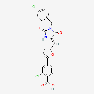 2-chloro-4-(5-{[1-(4-chlorobenzyl)-2,5-dioxo-4-imidazolidinylidene]methyl}-2-furyl)benzoic acid