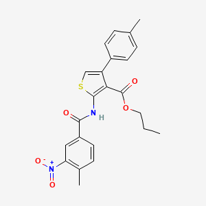 molecular formula C23H22N2O5S B4626728 2-[(4-甲基-3-硝基苯甲酰)氨基]-4-(4-甲基苯基)-3-噻吩甲酸丙酯 