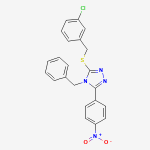 molecular formula C22H17ClN4O2S B4626771 4-benzyl-3-[(3-chlorobenzyl)thio]-5-(4-nitrophenyl)-4H-1,2,4-triazole 
