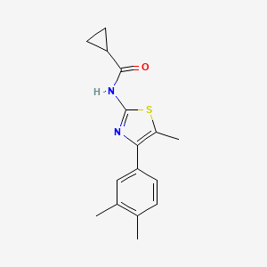 molecular formula C16H18N2OS B4626793 N-[4-(3,4-dimethylphenyl)-5-methyl-1,3-thiazol-2-yl]cyclopropanecarboxamide 