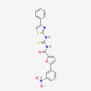 molecular formula C21H14N4O4S2 B4626808 5-(3-nitrophenyl)-N-{[(4-phenyl-1,3-thiazol-2-yl)amino]carbonothioyl}-2-furamide 