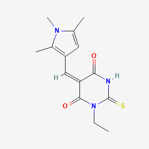 molecular formula C14H17N3O2S B4626895 1-ethyl-2-thioxo-5-[(1,2,5-trimethyl-1H-pyrrol-3-yl)methylene]dihydro-4,6(1H,5H)-pyrimidinedione 