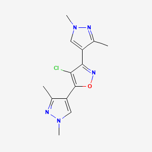 molecular formula C13H14ClN5O B4626905 4-chloro-3,5-bis(1,3-dimethyl-1H-pyrazol-4-yl)isoxazole 