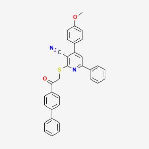 molecular formula C33H24N2O2S B4626981 2-[(2-biphenyl-4-yl-2-oxoethyl)thio]-4-(4-methoxyphenyl)-6-phenylnicotinonitrile 