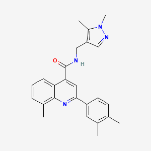 molecular formula C25H26N4O B4627079 2-(3,4-dimethylphenyl)-N-[(1,5-dimethyl-1H-pyrazol-4-yl)methyl]-8-methyl-4-quinolinecarboxamide 