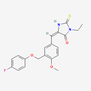 molecular formula C20H19FN2O3S B4627087 3-乙基-5-{3-[(4-氟苯氧基)甲基]-4-甲氧基苄叉]-2-硫代-4-咪唑烷酮 