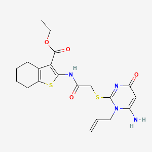 molecular formula C20H24N4O4S2 B4627107 2-({[(1-烯丙基-6-氨基-4-氧代-1,4-二氢-2-嘧啶基)硫代]乙酰}氨基)-4,5,6,7-四氢-1-苯并噻吩-3-羧酸乙酯 