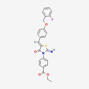 molecular formula C26H21FN2O4S B4627126 4-(5-{4-[(2-氟苄氧基)苄亚胺]-2-亚氨基-4-氧代-1,3-噻唑烷-3-基}苯甲酸乙酯 