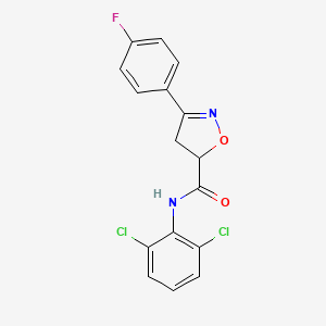 molecular formula C16H11Cl2FN2O2 B4627132 N-(2,6-dichlorophenyl)-3-(4-fluorophenyl)-4,5-dihydro-5-isoxazolecarboxamide 