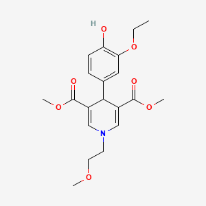 molecular formula C20H25NO7 B4627147 4-(3-乙氧基-4-羟苯基)-1-(2-甲氧基乙基)-1,4-二氢-3,5-吡啶二甲酸二甲酯 