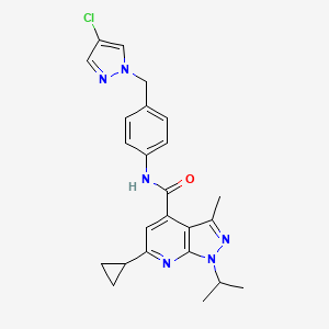 molecular formula C24H25ClN6O B4627162 N-{4-[(4-chloro-1H-pyrazol-1-yl)methyl]phenyl}-6-cyclopropyl-1-isopropyl-3-methyl-1H-pyrazolo[3,4-b]pyridine-4-carboxamide 
