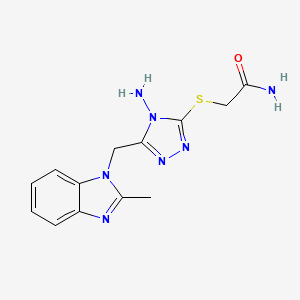molecular formula C13H15N7OS B4627175 2-({4-氨基-5-[(2-甲基-1H-苯并咪唑-1-基)甲基]-4H-1,2,4-三唑-3-基}硫代)乙酰胺 