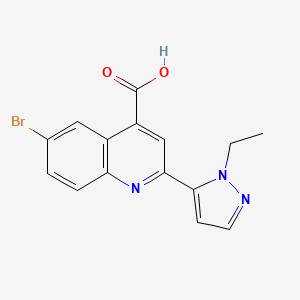 molecular formula C15H12BrN3O2 B4627198 6-溴-2-(1-乙基-1H-吡唑-5-基)-4-喹啉甲酸 