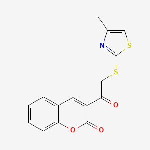 molecular formula C15H11NO3S2 B4627215 3-{[(4-methyl-1,3-thiazol-2-yl)thio]acetyl}-2H-chromen-2-one 