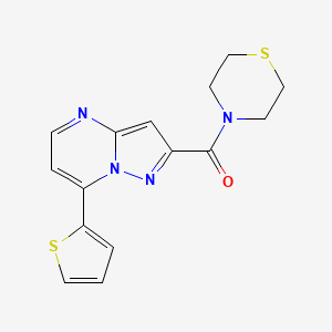 molecular formula C15H14N4OS2 B4627247 7-(2-噻吩基)-2-(4-硫代吗啉基羰基)吡唑并[1,5-a]嘧啶 