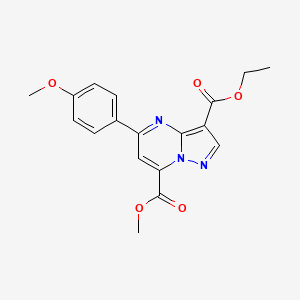 molecular formula C18H17N3O5 B4627267 3-乙基 7-甲基 5-(4-甲氧基苯基)吡唑并[1,5-a]嘧啶-3,7-二羧酸酯 