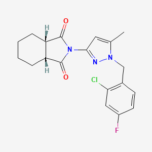 molecular formula C19H19ClFN3O2 B4627285 (3aR,7aS)-2-[1-(2-chloro-4-fluorobenzyl)-5-methyl-1H-pyrazol-3-yl]hexahydro-1H-isoindole-1,3(2H)-dione 