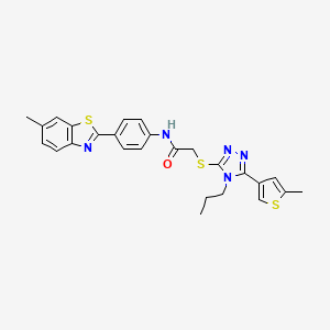 molecular formula C26H25N5OS3 B4627293 N-[4-(6-甲基-1,3-苯并噻唑-2-基)苯基]-2-{[5-(5-甲基-3-噻吩基)-4-丙基-4H-1,2,4-三唑-3-基]硫代}乙酰胺 