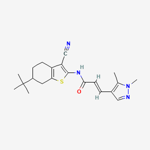 molecular formula C21H26N4OS B4627312 N-(6-叔丁基-3-氰基-4,5,6,7-四氢-1-苯并噻吩-2-基)-3-(1,5-二甲基-1H-吡唑-4-基)丙烯酰胺 