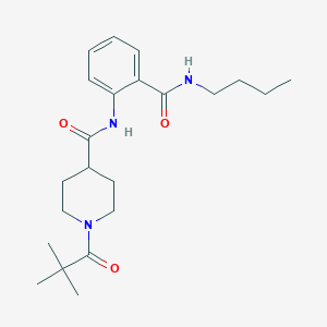 molecular formula C22H33N3O3 B4627357 N-{2-[(丁氨基)羰基]苯基}-1-(2,2-二甲基丙酰)-4-哌啶甲酰胺 