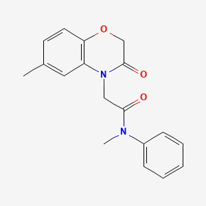 molecular formula C18H18N2O3 B4627364 N-methyl-2-(6-methyl-3-oxo-2,3-dihydro-4H-1,4-benzoxazin-4-yl)-N-phenylacetamide 