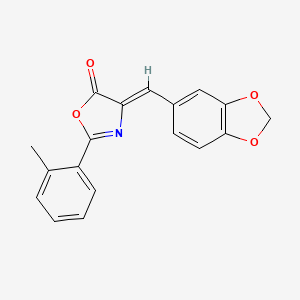 molecular formula C18H13NO4 B4627377 4-(1,3-苯并二氧杂环-5-亚甲基)-2-(2-甲基苯基)-1,3-噁唑-5(4H)-酮 