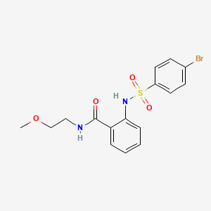 molecular formula C16H17BrN2O4S B4627392 2-{[(4-溴苯基)磺酰基]氨基}-N-(2-甲氧基乙基)苯甲酰胺 