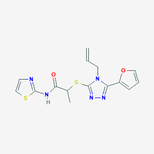 molecular formula C15H15N5O2S2 B4627430 2-{[4-allyl-5-(2-furyl)-4H-1,2,4-triazol-3-yl]thio}-N-1,3-thiazol-2-ylpropanamide 