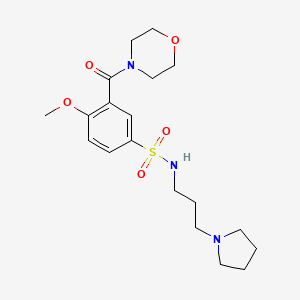 molecular formula C19H29N3O5S B4627460 4-甲氧基-3-(4-吗啉甲酰基)-N-[3-(1-吡咯烷基)丙基]苯磺酰胺 