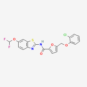 molecular formula C20H13ClF2N2O4S B4627480 5-[(2-氯苯氧基)甲基]-N-[6-(二氟甲氧基)-1,3-苯并噻唑-2-基]-2-呋喃酰胺 