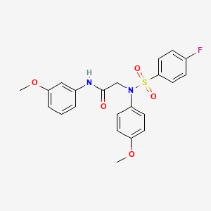 molecular formula C22H21FN2O5S B4627493 N~2~-[(4-fluorophenyl)sulfonyl]-N~1~-(3-methoxyphenyl)-N~2~-(4-methoxyphenyl)glycinamide 