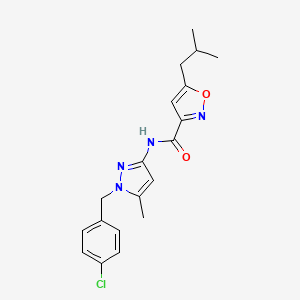 molecular formula C19H21ClN4O2 B4627497 N-[1-(4-chlorobenzyl)-5-methyl-1H-pyrazol-3-yl]-5-isobutyl-3-isoxazolecarboxamide 