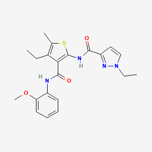 molecular formula C21H24N4O3S B4627509 1-乙基-N-(4-乙基-3-{[(2-甲氧基苯基)氨基]羰基}-5-甲基-2-噻吩基)-1H-吡唑-3-甲酰胺 