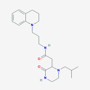 molecular formula C22H34N4O2 B4627527 N-[3-(3,4-dihydro-1(2H)-quinolinyl)propyl]-2-(1-isobutyl-3-oxo-2-piperazinyl)acetamide 