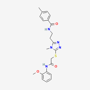 molecular formula C22H25N5O3S B4627554 N-{2-[5-({2-[(2-methoxyphenyl)amino]-2-oxoethyl}thio)-4-methyl-4H-1,2,4-triazol-3-yl]ethyl}-4-methylbenzamide 