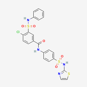 molecular formula C22H17ClN4O5S3 B4627555 3-(anilinosulfonyl)-4-chloro-N-{4-[(1,3-thiazol-2-ylamino)sulfonyl]phenyl}benzamide 