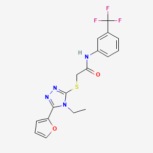 molecular formula C17H15F3N4O2S B4627567 2-{[4-乙基-5-(2-呋喃基)-4H-1,2,4-三唑-3-基]硫代}-N-[3-(三氟甲基)苯基]乙酰胺 CAS No. 618412-78-5
