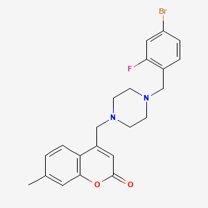 molecular formula C22H22BrFN2O2 B4627576 4-{[4-(4-bromo-2-fluorobenzyl)-1-piperazinyl]methyl}-7-methyl-2H-chromen-2-one 