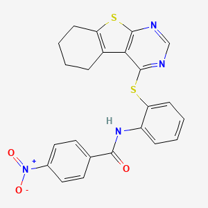 molecular formula C23H18N4O3S2 B4627580 4-硝基-N-[2-(5,6,7,8-四氢[1]苯并噻吩并[2,3-d]嘧啶-4-基硫代)苯基]苯甲酰胺 