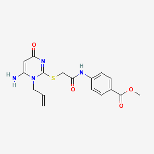 molecular formula C17H18N4O4S B4627603 methyl 4-({[(1-allyl-6-amino-4-oxo-1,4-dihydro-2-pyrimidinyl)thio]acetyl}amino)benzoate 
