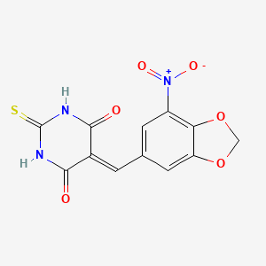 molecular formula C12H7N3O6S B4627664 5-[(7-硝基-1,3-苯二氧杂-5-基)亚甲基]-2-硫代二氢-4,6(1H,5H)-嘧啶二酮 