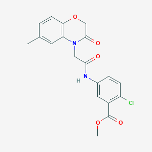 molecular formula C19H17ClN2O5 B4627729 methyl 2-chloro-5-{[(6-methyl-3-oxo-2,3-dihydro-4H-1,4-benzoxazin-4-yl)acetyl]amino}benzoate 
