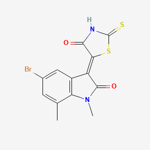 molecular formula C13H9BrN2O2S2 B4627745 5-溴-1,7-二甲基-3-(4-氧代-2-硫代-1,3-噻唑烷-5-亚甲基)-1,3-二氢-2H-吲哚-2-酮 