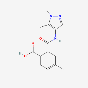 molecular formula C15H21N3O3 B4627755 6-{[(1,5-dimethyl-1H-pyrazol-4-yl)amino]carbonyl}-3,4-dimethyl-3-cyclohexene-1-carboxylic acid 
